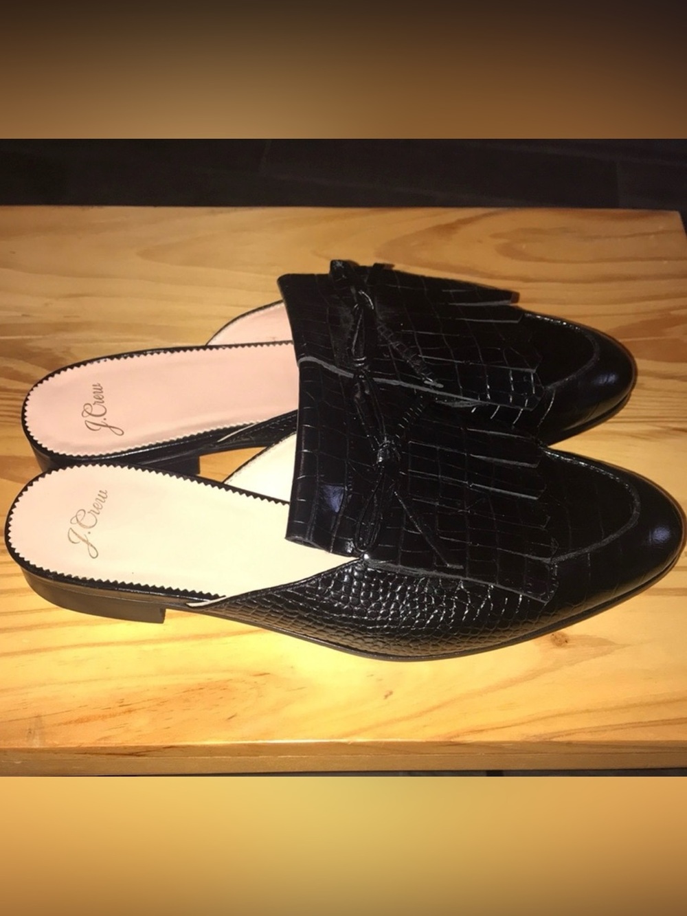 J. Crew Black Croc-Embossed Mules - Picture 2 of 5